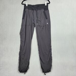 Lululemon Dance Studio Pants Womens 6 Gray Ruched Cinch Hem Rib Waist Pockets